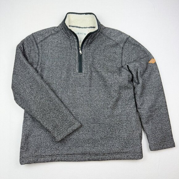 Orvis‎ Fleece Sherpa Lined 1/4 Zip Pullover Size M Mens Gray - Picture 1 of 11